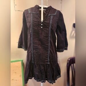 Parsley & Sage Dark Brown Kids Dress with Button Accents